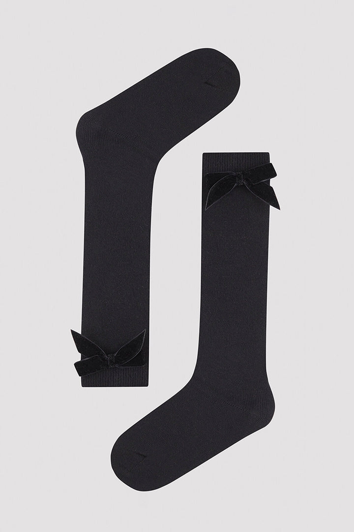 Girl Black Ribbon Sock