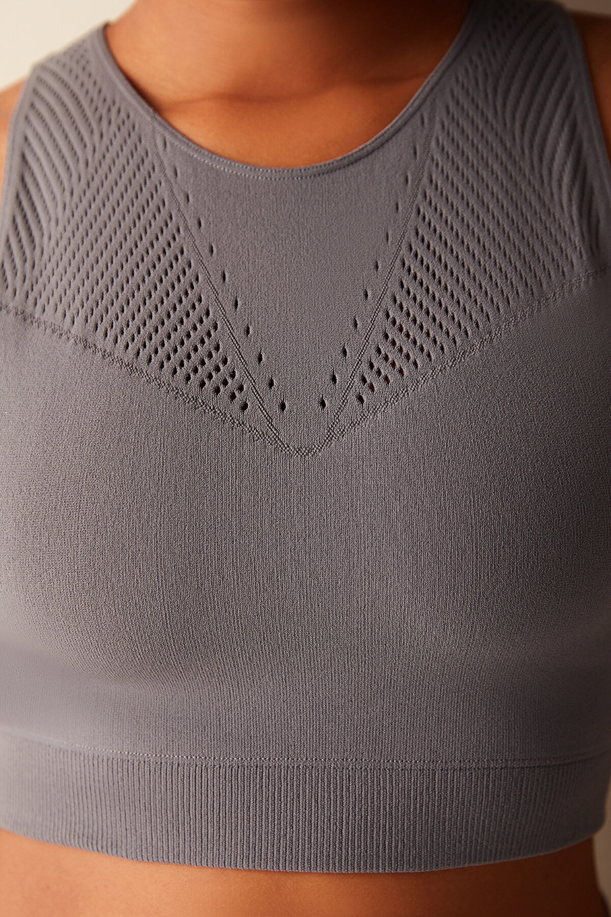 Seamless Grey Crop Top