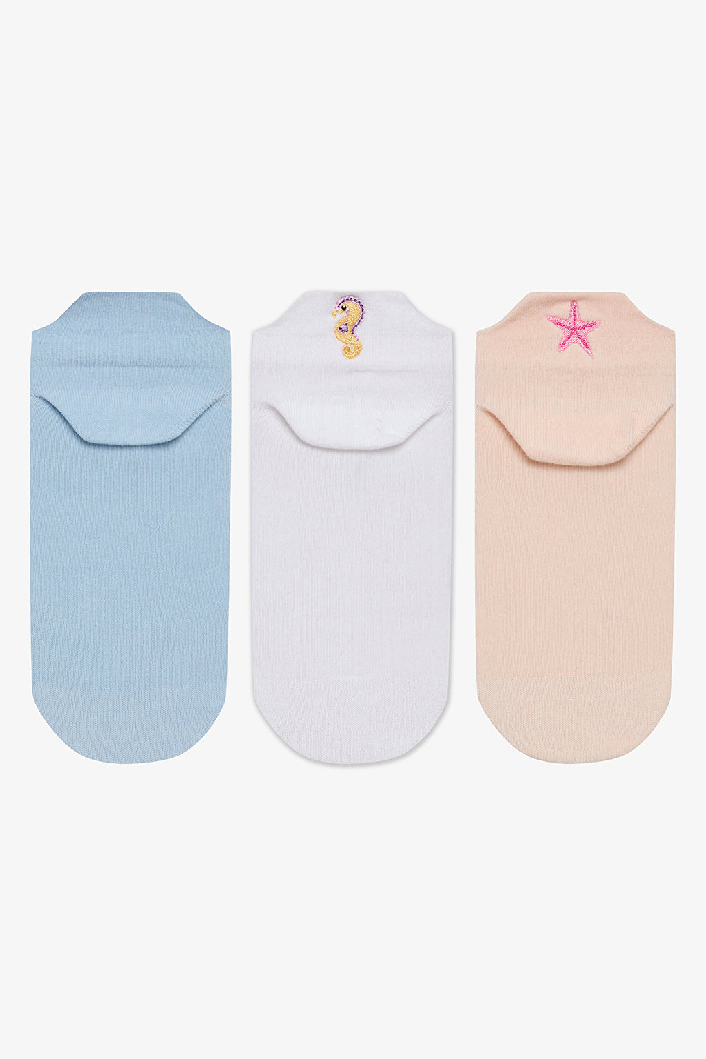 3 Pairs of Cotton Embroidered Back Socks