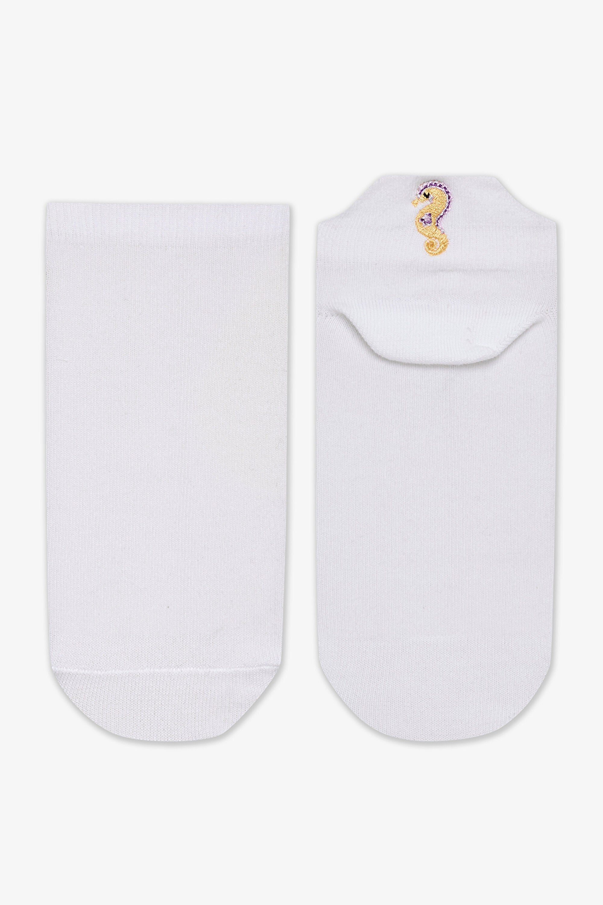 3 Pairs of Cotton Embroidered Back Socks