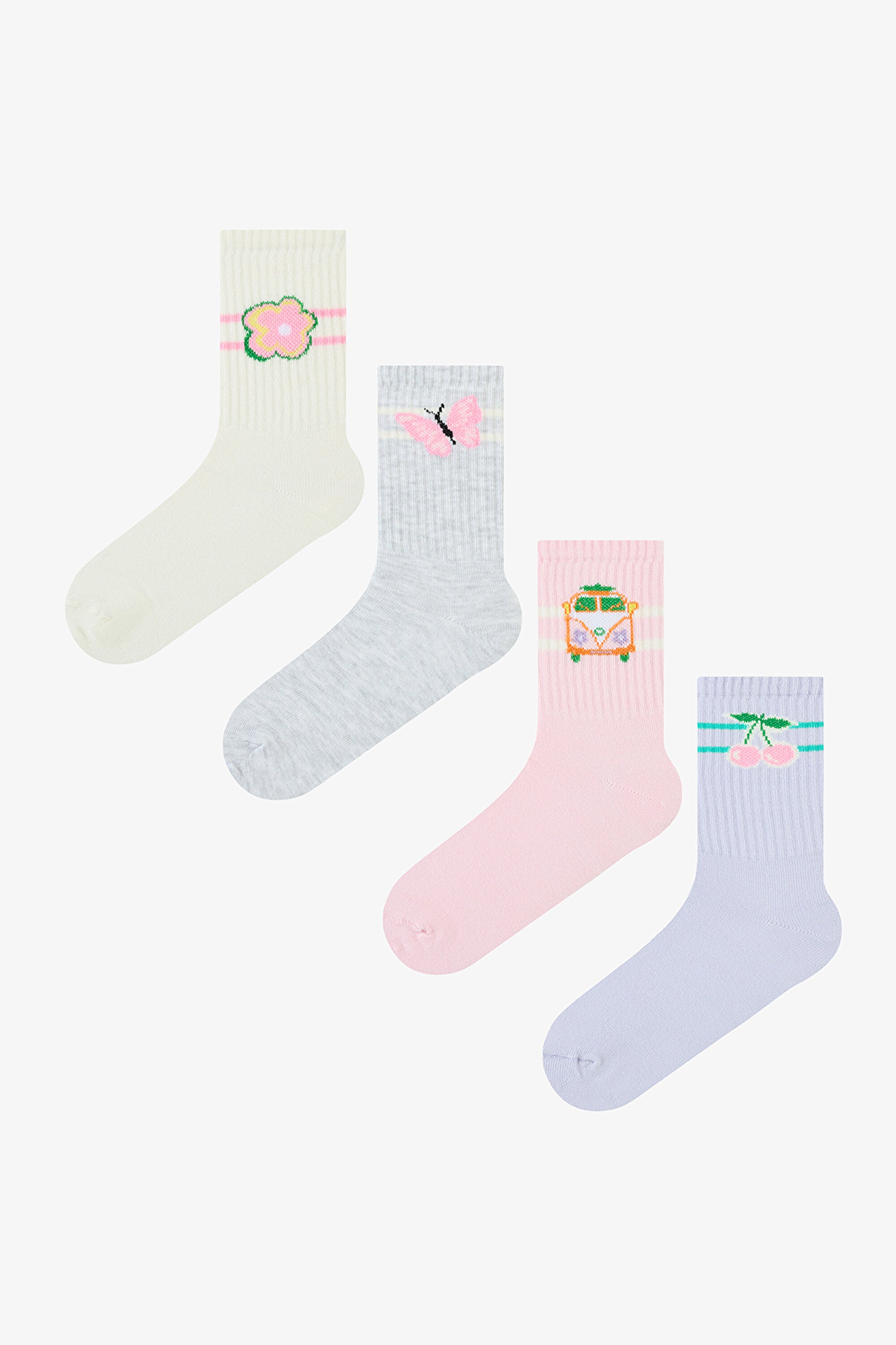 Girl Travel Multicolored 4-Pack Socks