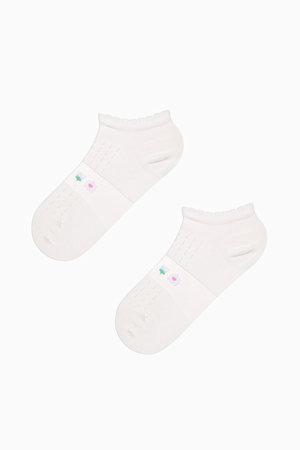 2 Pairs of Cotton Transparent Tulle Detailed Toe Seamless Ankle Socks