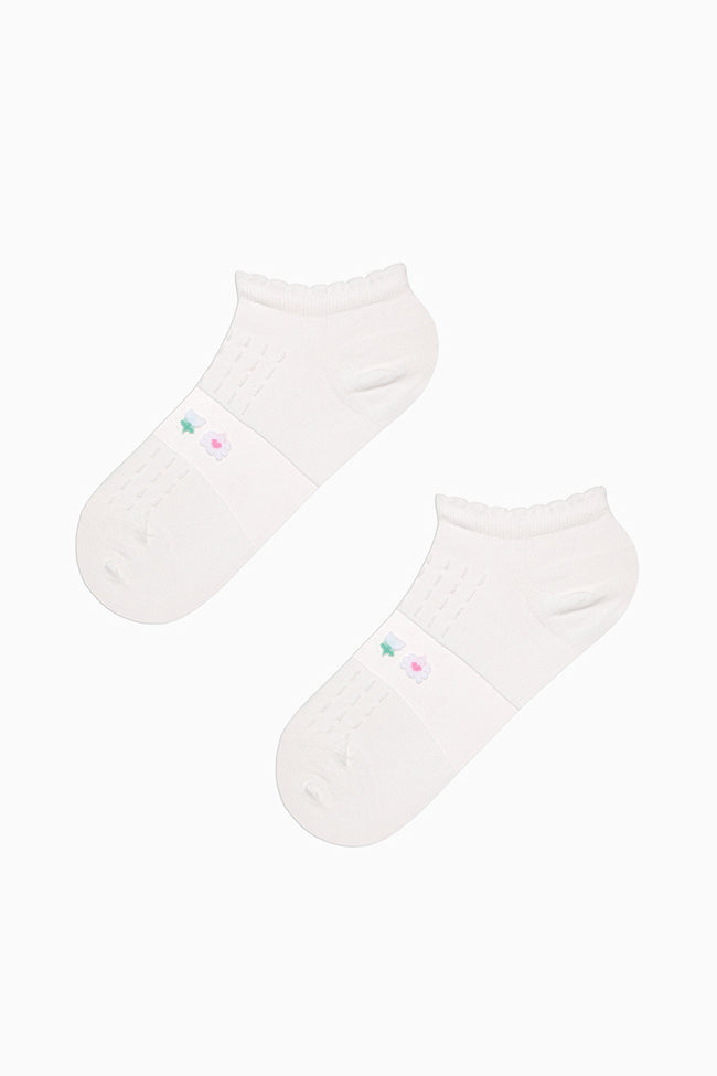 2 Pairs of Cotton Transparent Tulle Detailed Toe Seamless Ankle Socks Hover Image