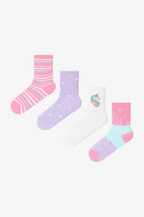Colorful Girls Galaxy Unicorn 4-Pack Socks