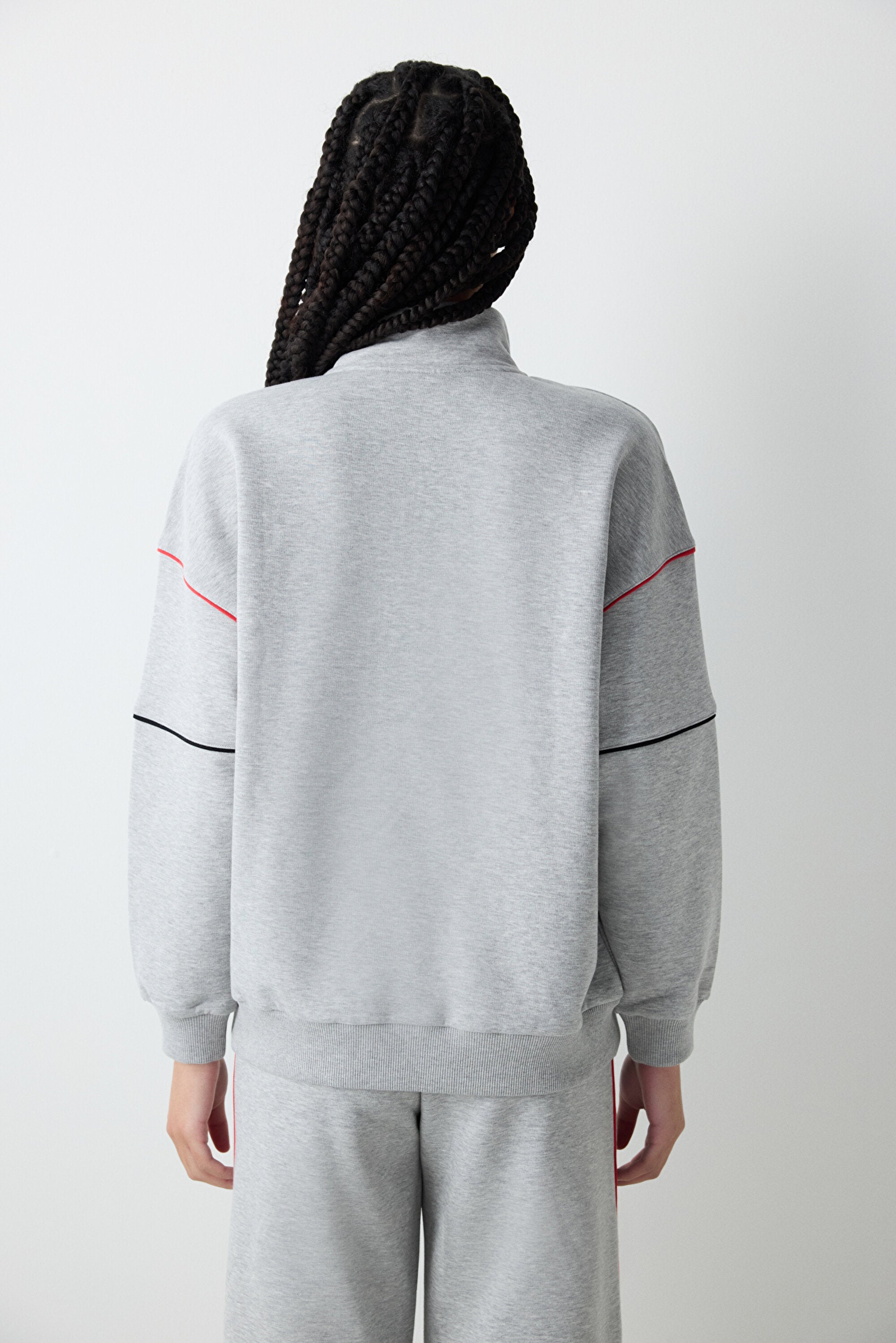 Grey Melange Half Zipper Harry Potter Printed Sweatshirt
