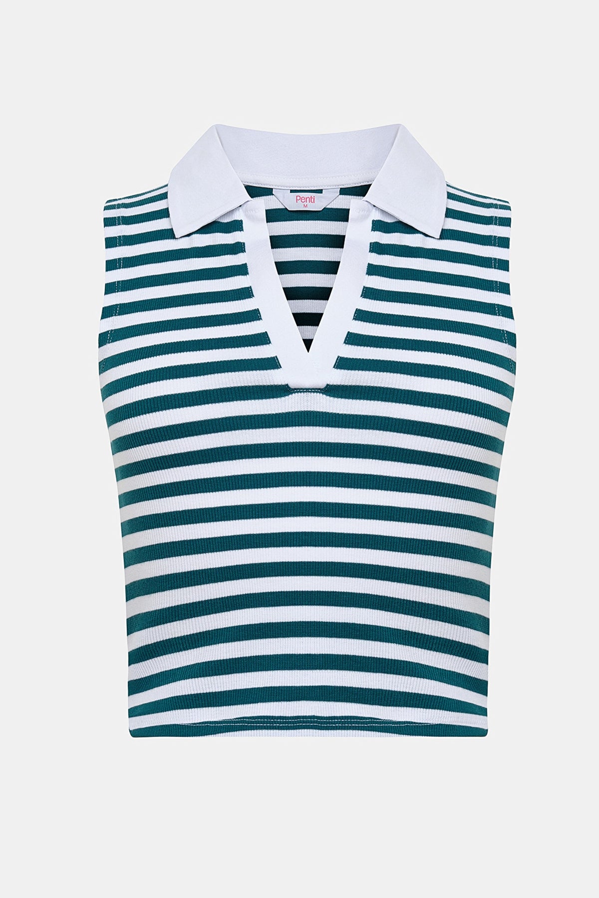 Polo Neck Striped Multi Color Top