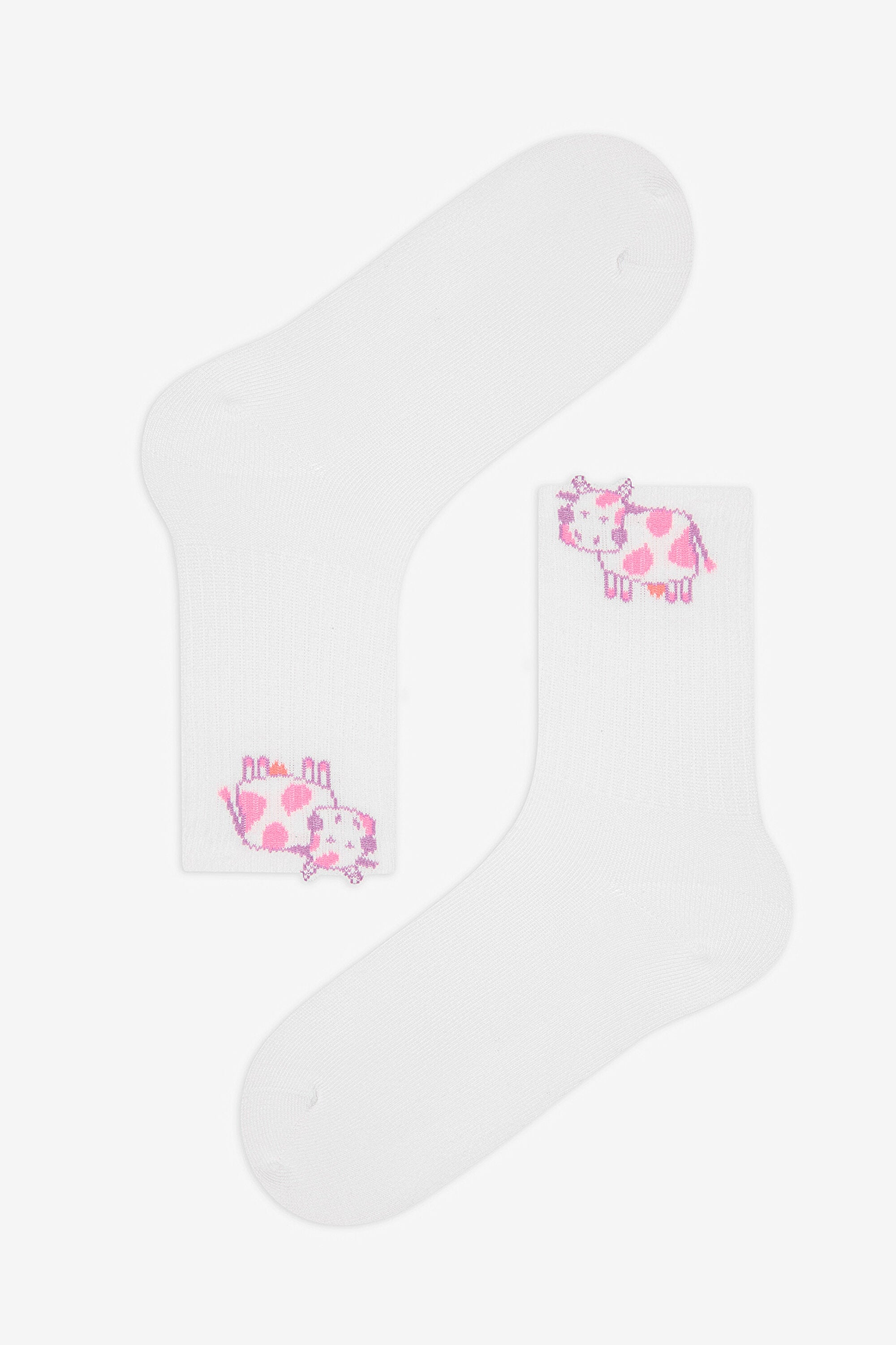 2 Pairs Cotton 3D Cow Patterned Toe Seamless Ankle Socks