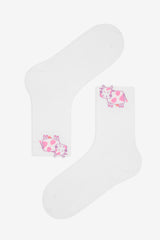 2 Pairs Cotton 3D Cow Patterned Toe Seamless Ankle Socks