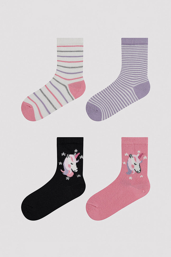 Girl Unicorn Printed 4 Pack Socket