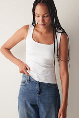 Square Neck Strap White Top