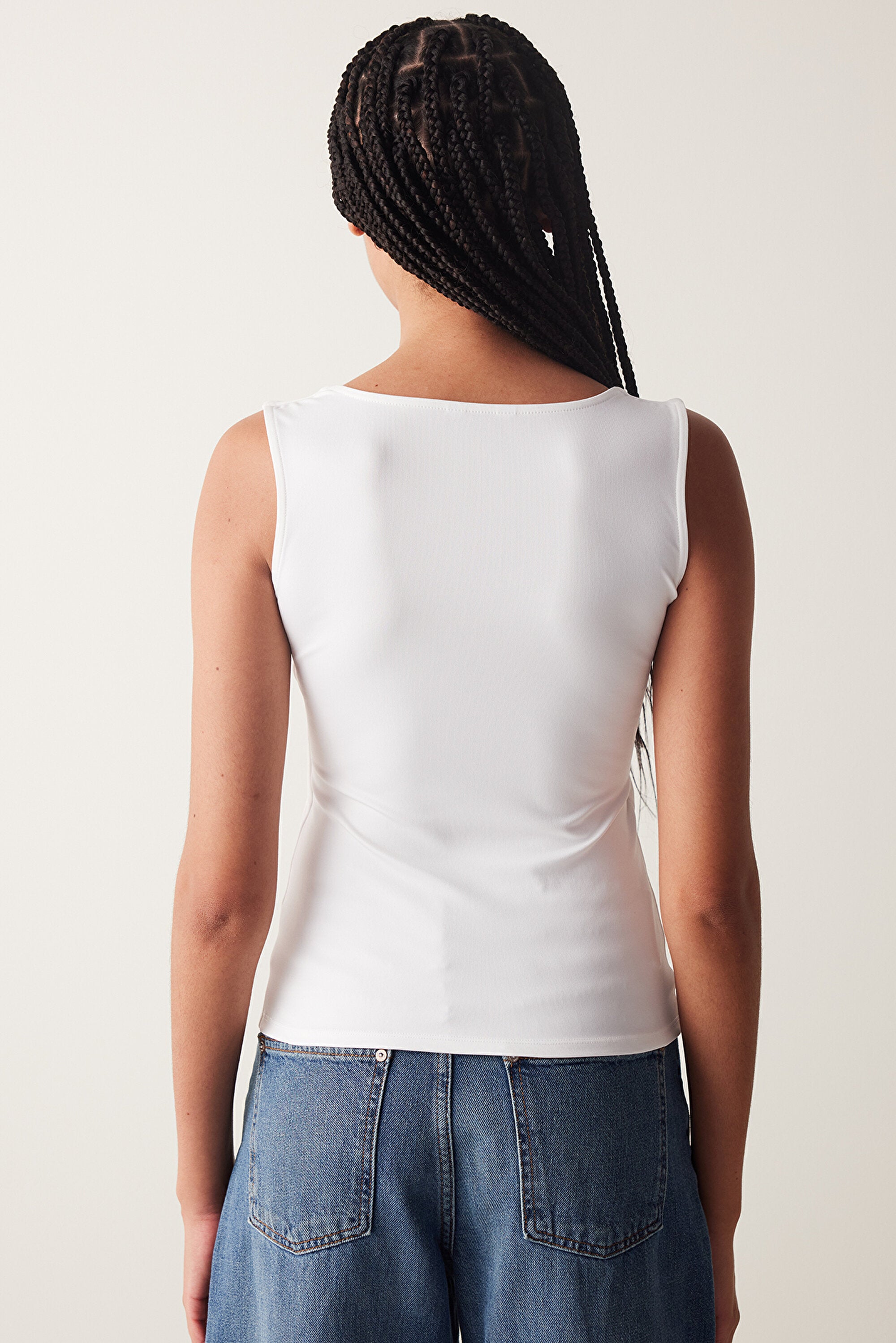 Square Neck Strap White Top