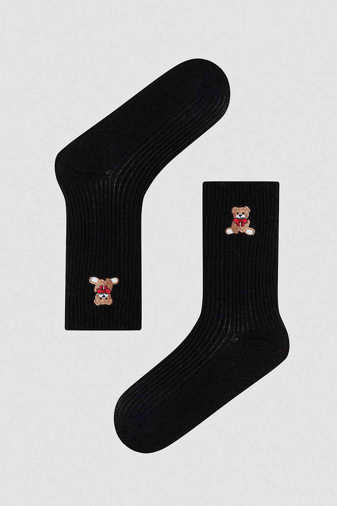 Warm Teddy Bear Black Socket Socks