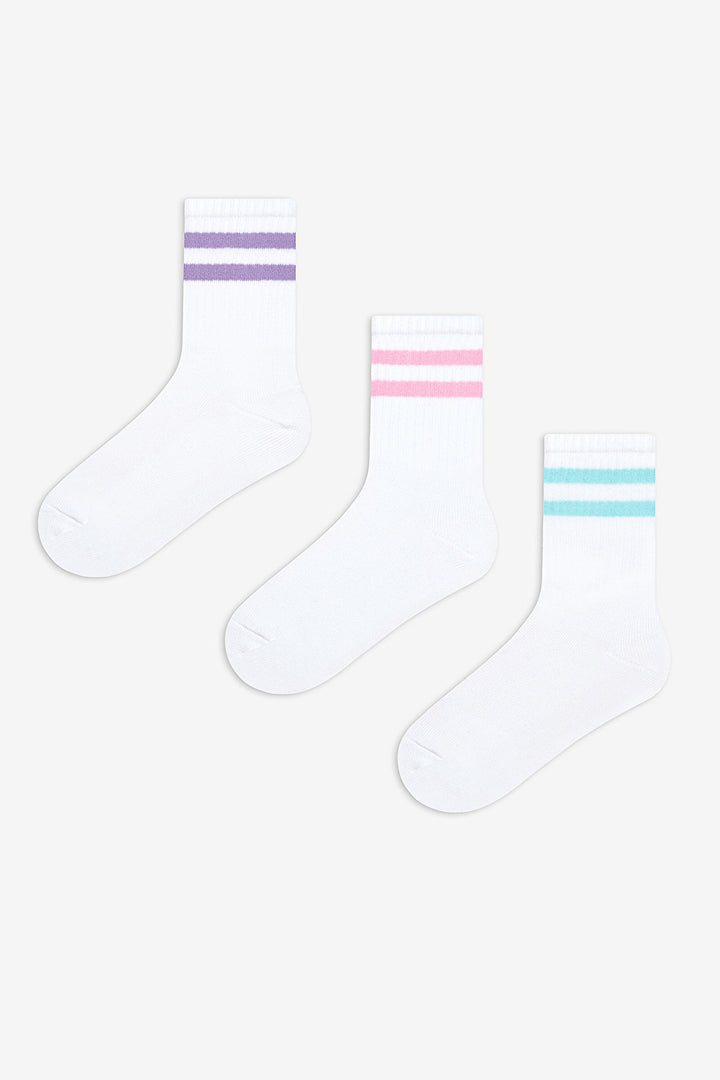 Girls Soft Line 3-Pack Tennis Socks