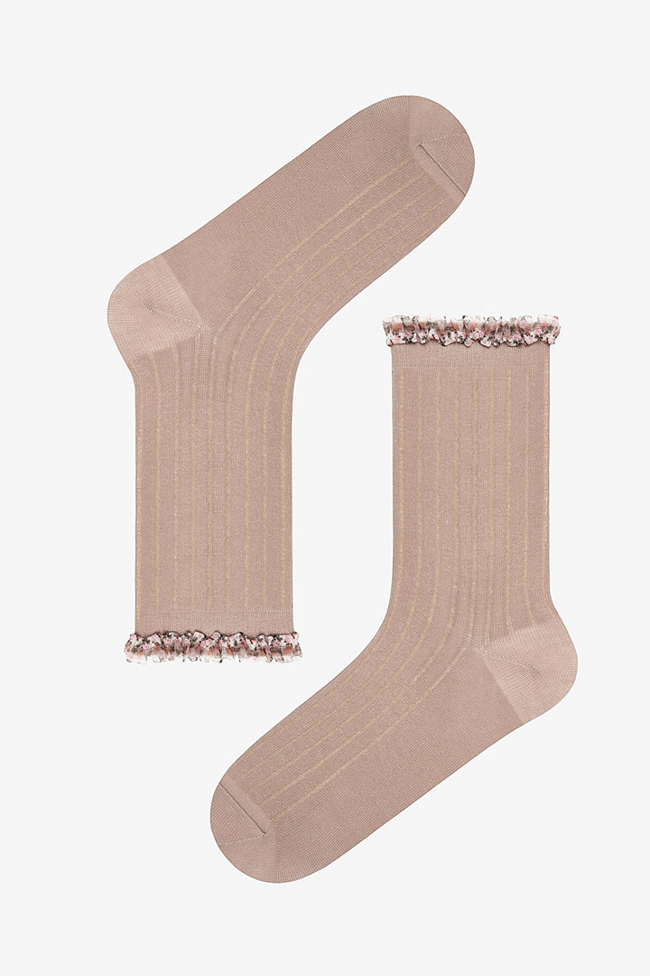 Pretty Tulle 2-Pack Beige Multicolored Ankle Socks