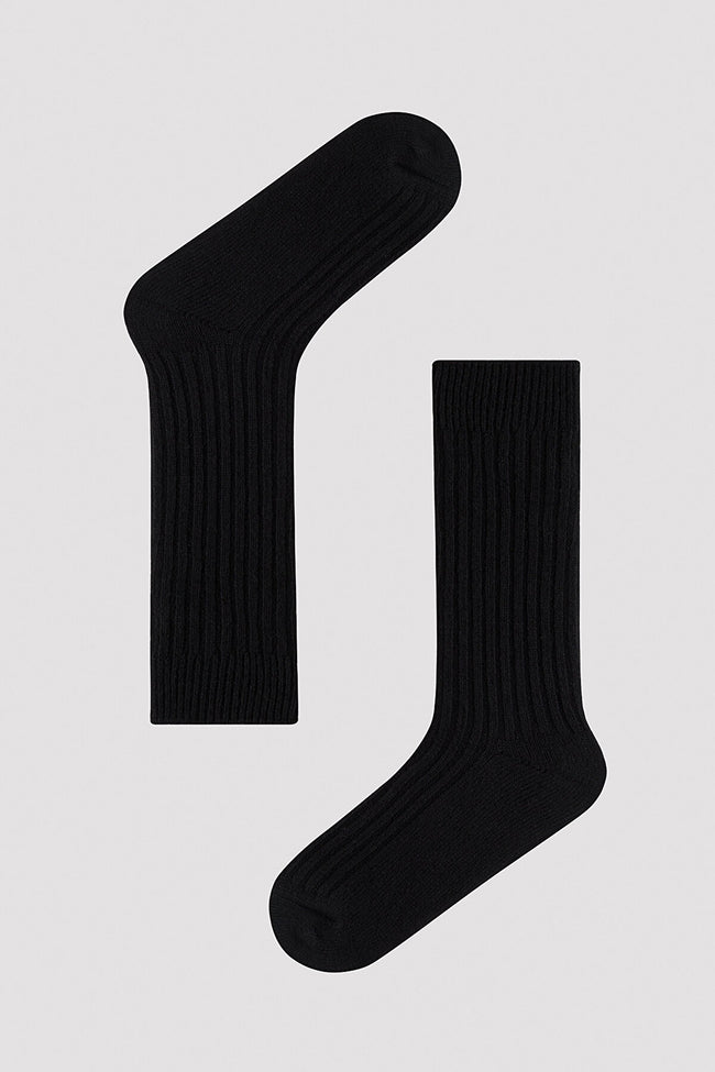 Vertical Ribbed Black Socket Hover Image