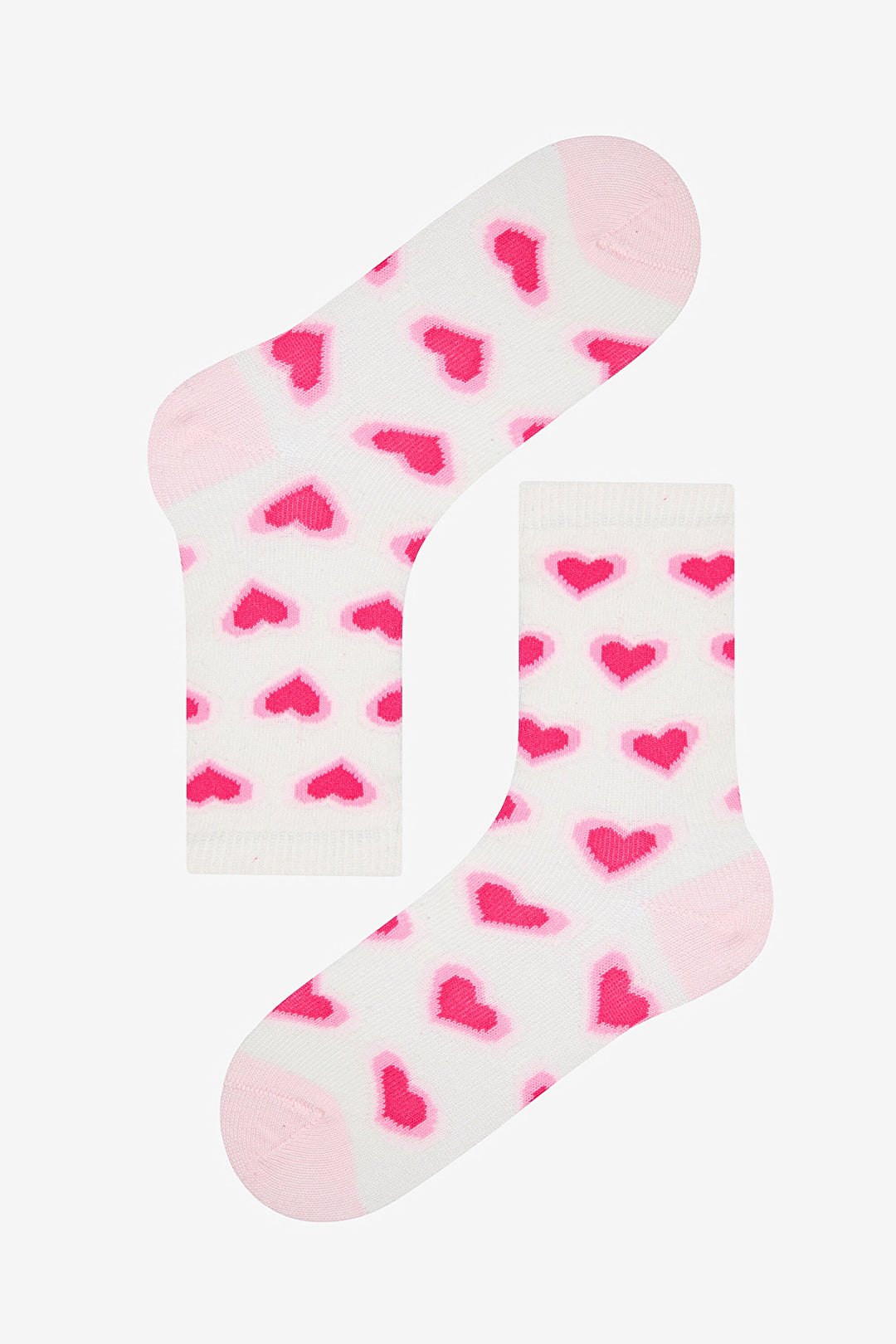 Girls Pink Heart 4-Pack Multicolored Ankle Socks