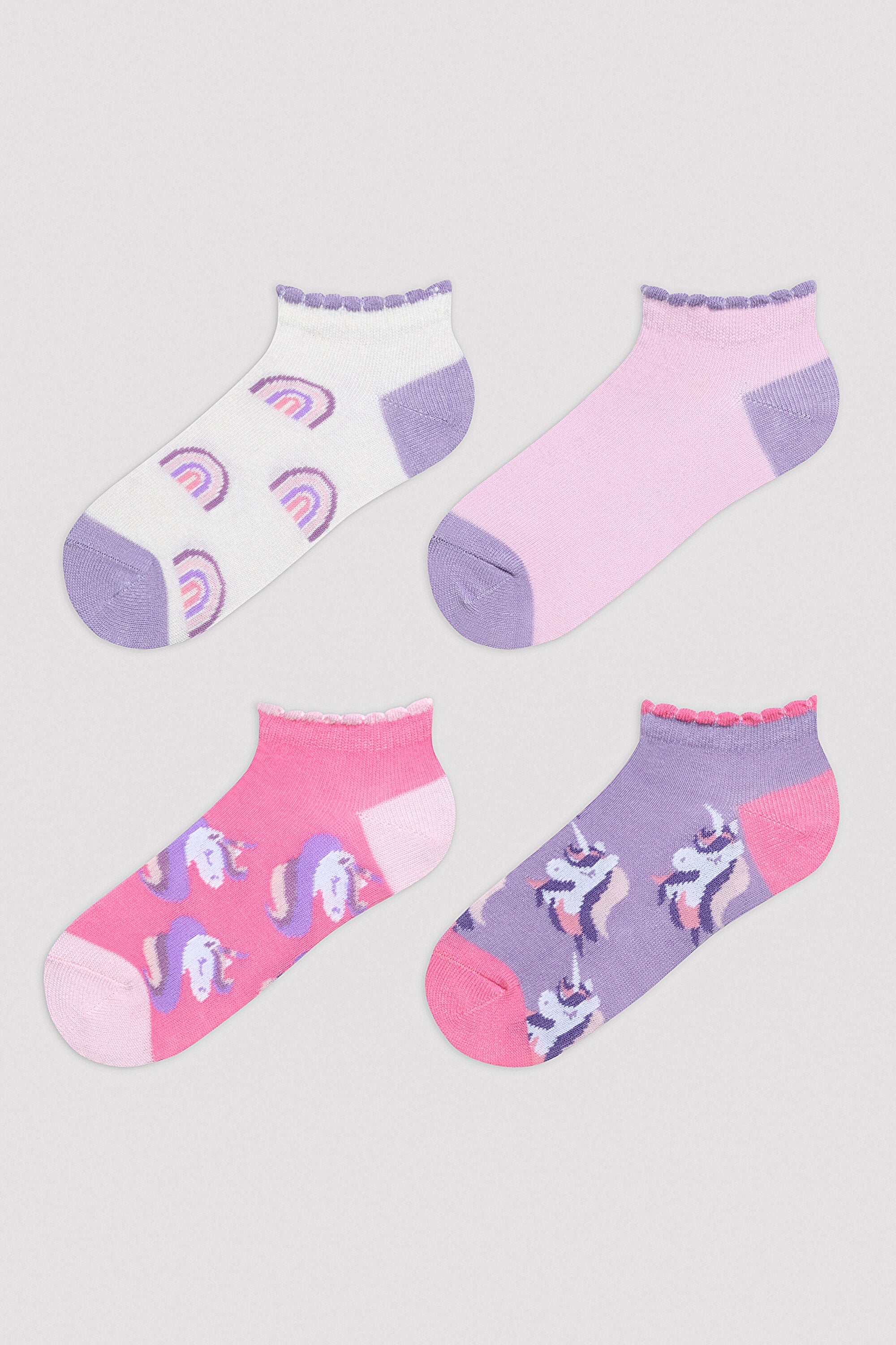 Girl's Rainbow Unicorn 4in1 Liner Socks