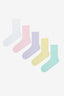 5 Pairs of Cotton Colorful Ribbed Ankle Socks