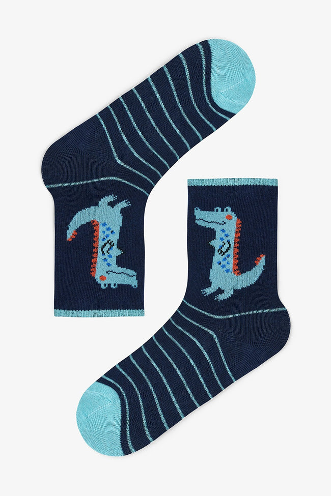 Boys' Dino Friends Dinosaur Patterned 4-Pack Ankle Socks Main Image