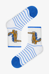 Boys' Dino Friends Dinosaur Patterned 4-Pack Ankle Socks