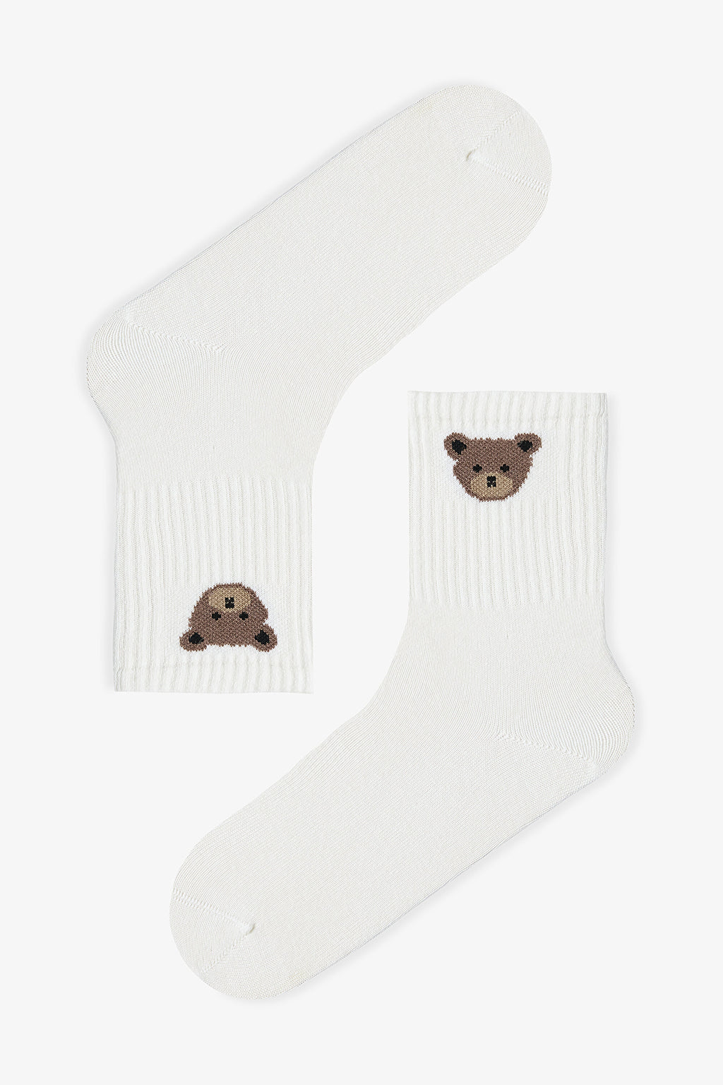 3 Pairs of Cotton Self-Patterned Teddy Bear Socks