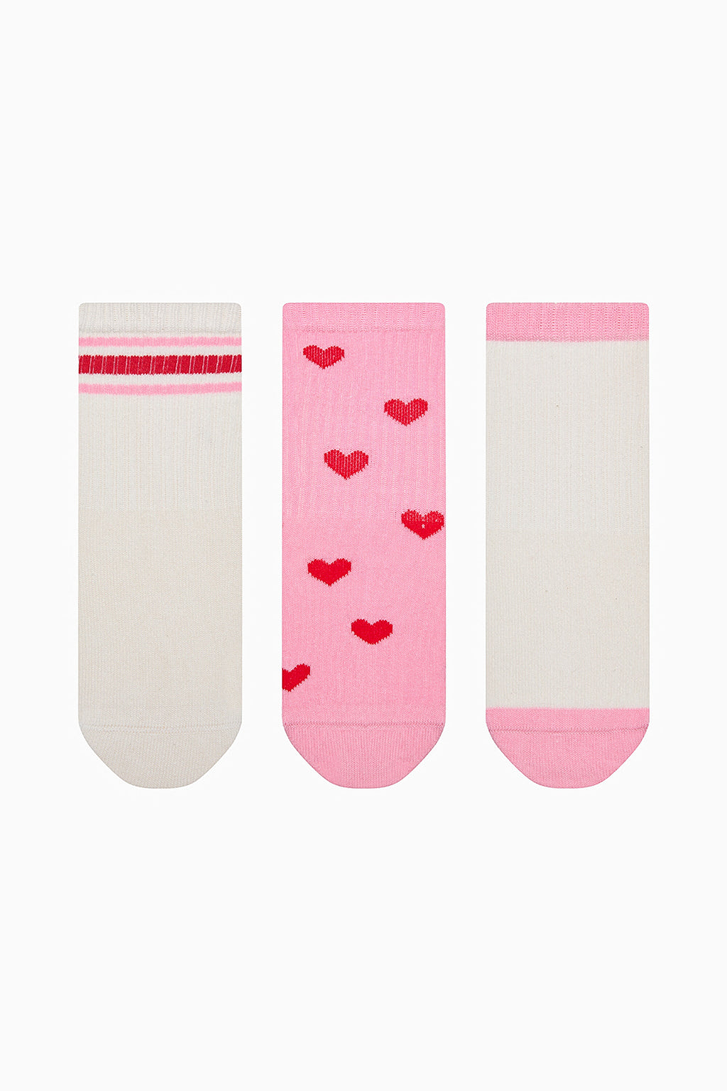 Girls Heart Multicolored 3-Pack Ankle Socks