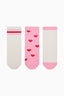 Girls Heart Multicolored 3-Pack Ankle Socks
