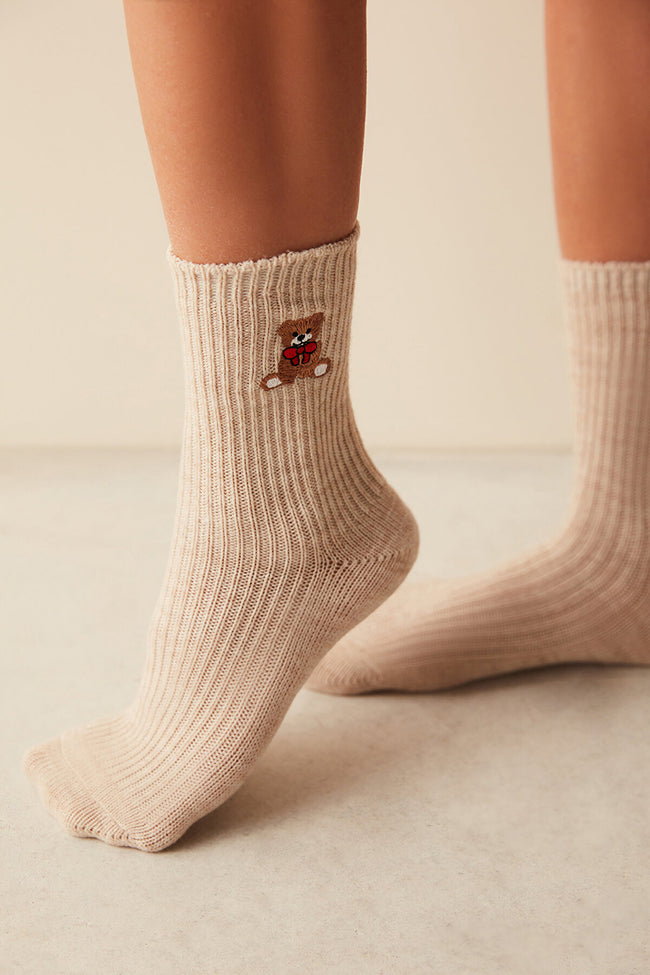 Warm Teddy Bear Socket Socks Hover Image