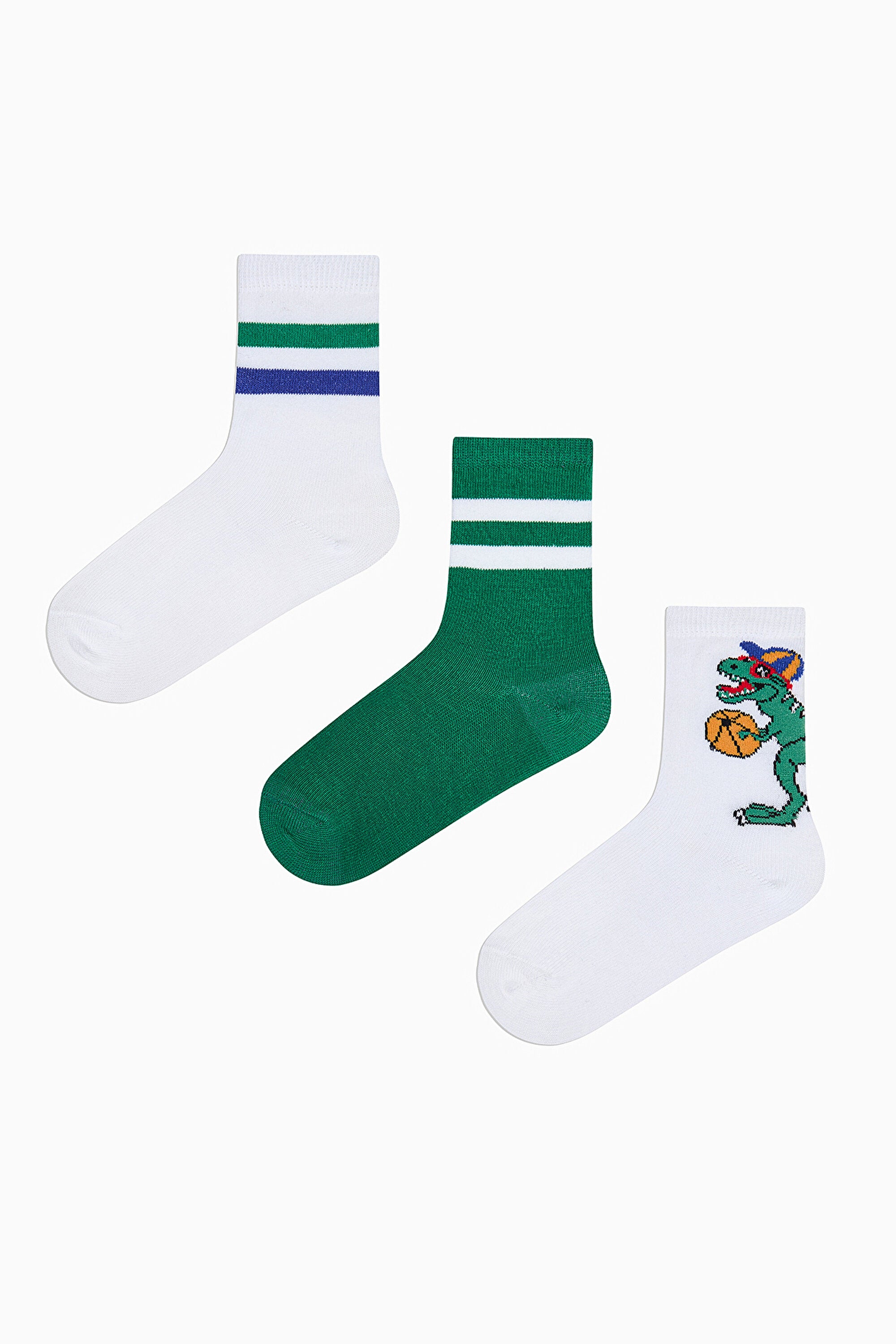 Boys Basket Dino 3-Pack Socks