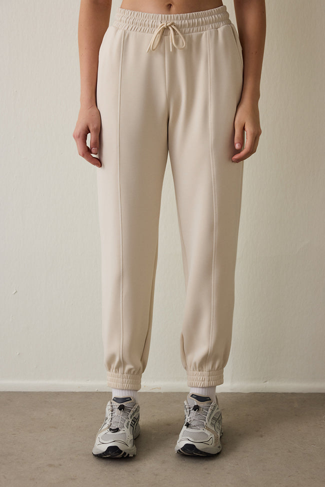 Beige Modal Raised Jogger Sweatpants Main Image