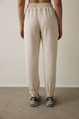 Beige Modal Raised Jogger Sweatpants