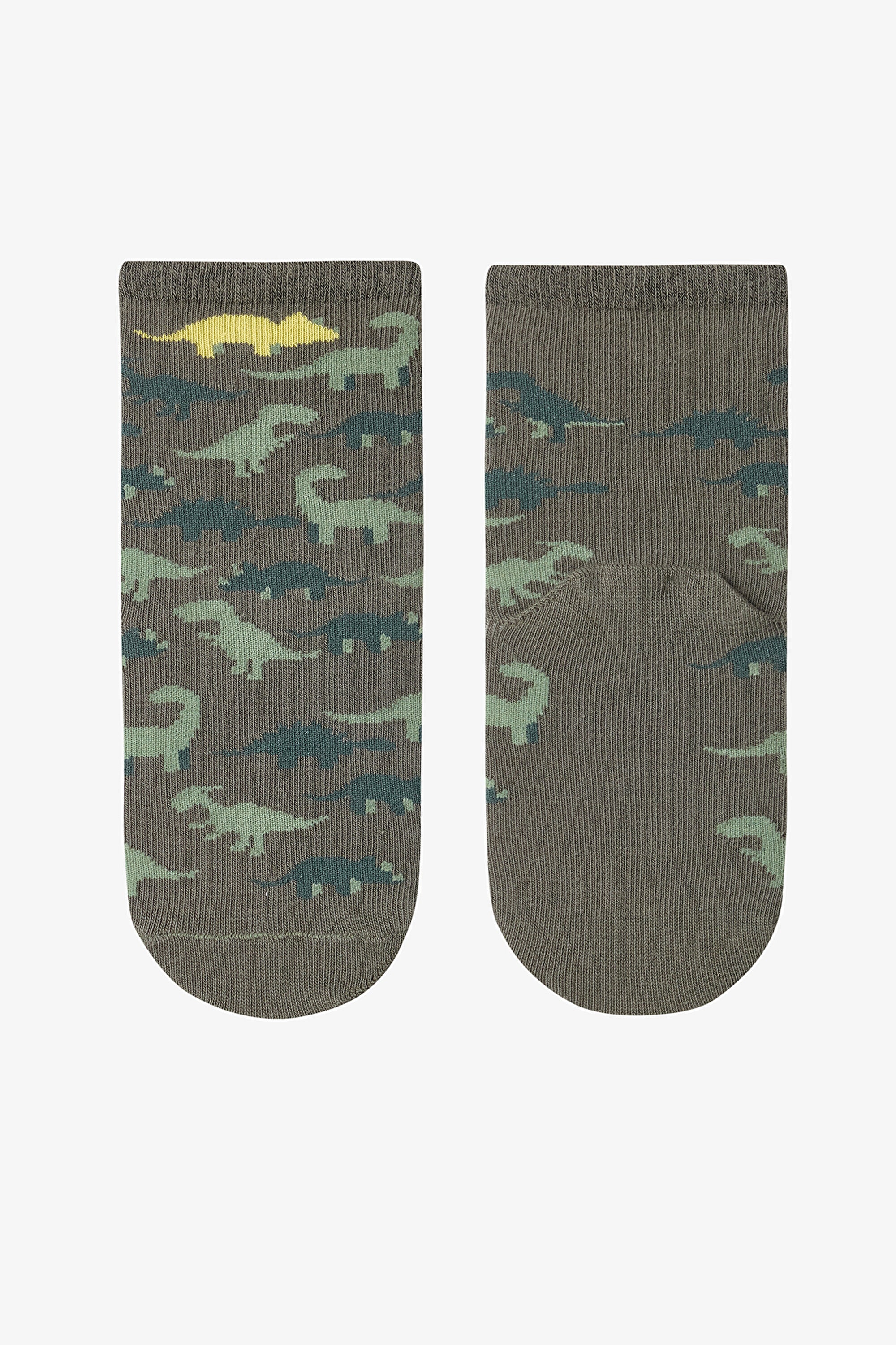 Colorful Boys Green Dino 4-Pack Ankle Socks