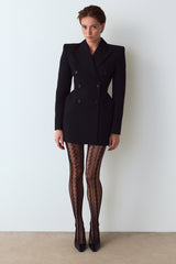 Black Amelia Geometric Patterned Fishnet Tights