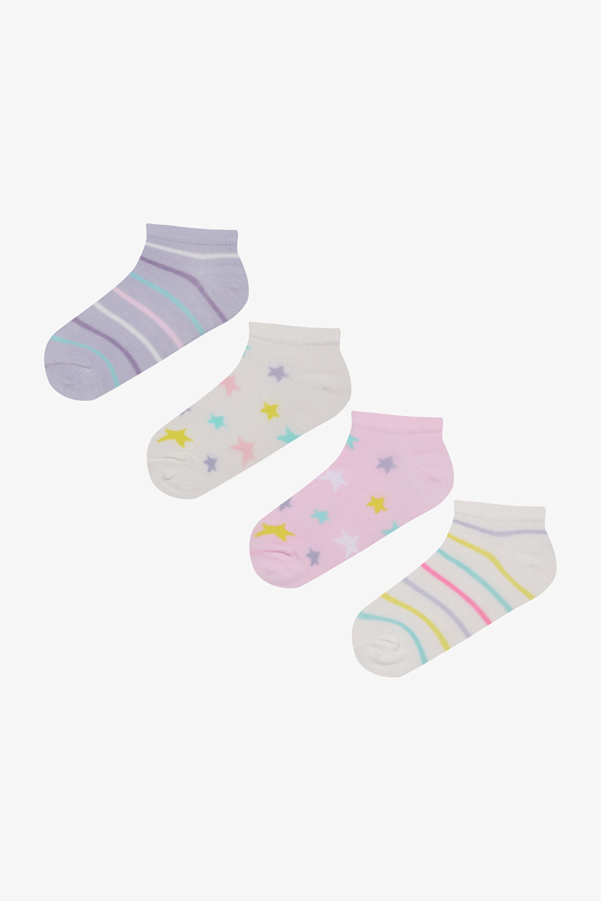 Girl Star 4-Pack Multicolored Ankle Socks
