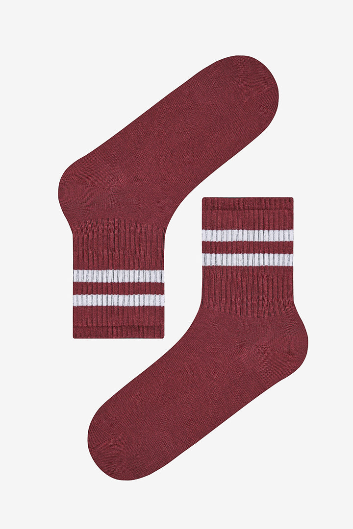 Striped 2-Pack Claret Red Multicolored Tennis Socks