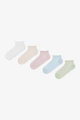5 Pairs of Cotton Self-Patterned Ankle Socks