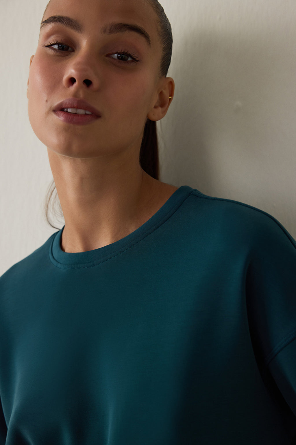 Beige Modal Raised Sweatshirt