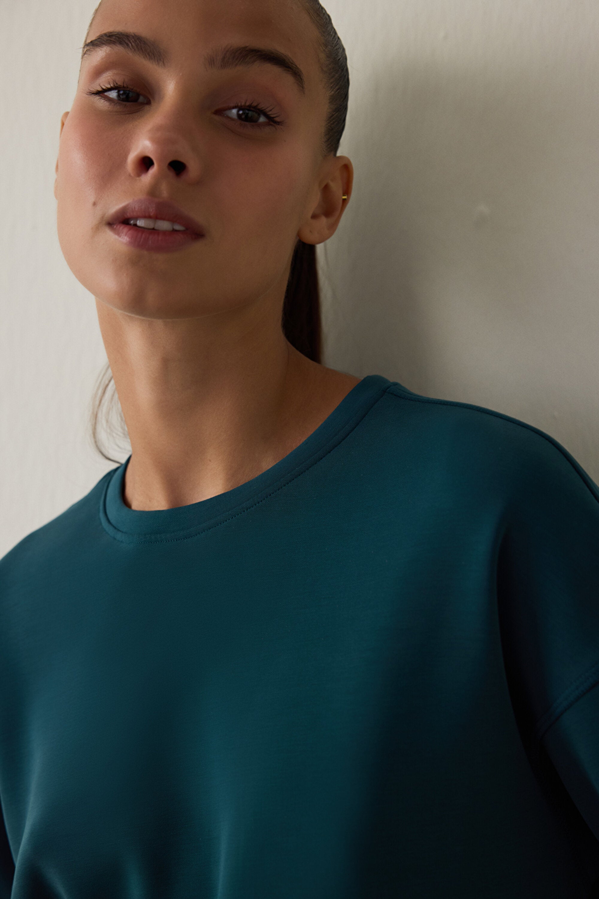 Beige Modal Raised Sweatshirt