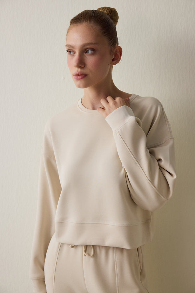 Beige Modal Raised Sweatshirt Hover Image