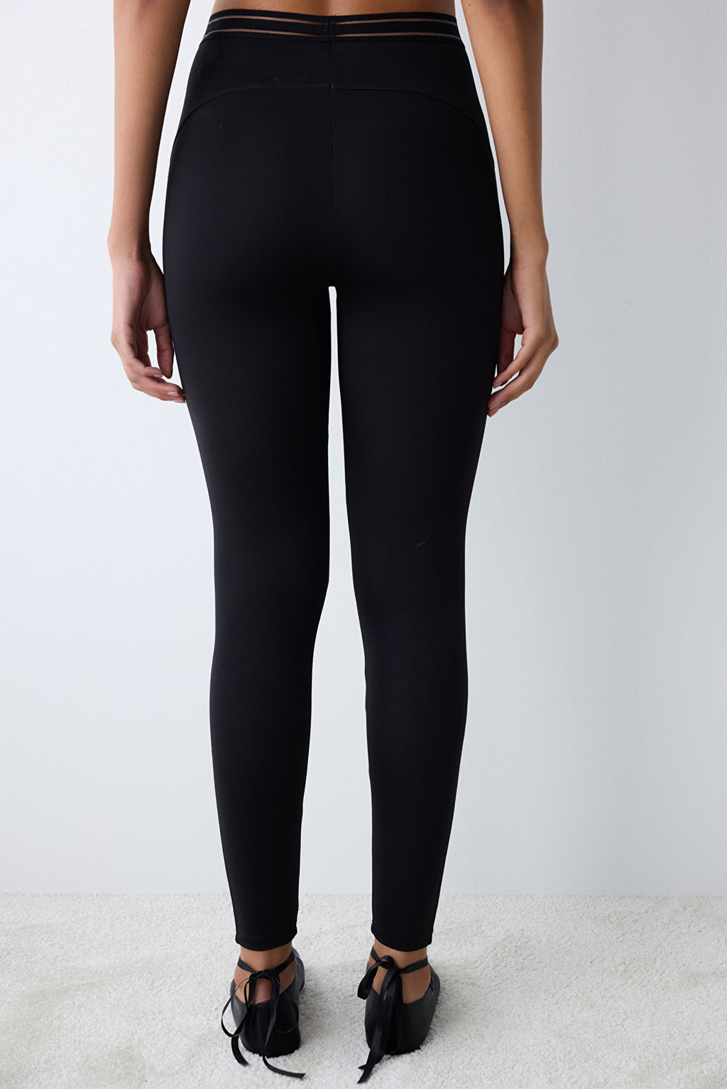 Black High Waist Tulle Detailed Leggings