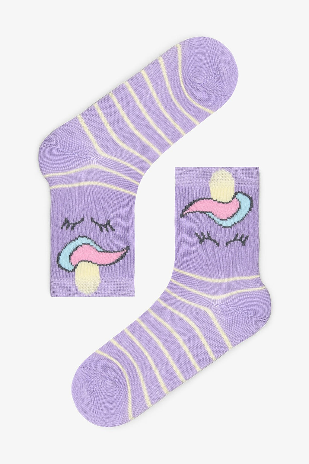 Girls Rainbow Unicorn Patterned 4-Pack Cotton Ankle Socks