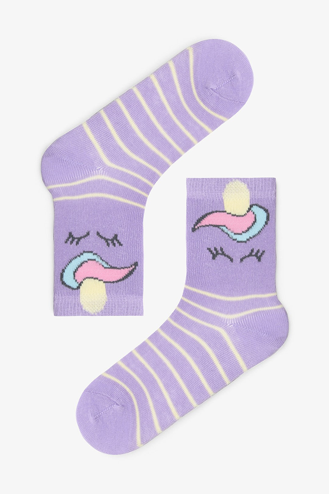 Girls Rainbow Unicorn Patterned 4-Pack Cotton Ankle Socks
