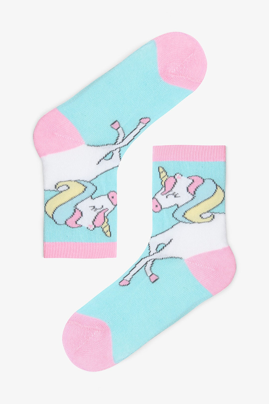 Girls Rainbow Unicorn Patterned 4-Pack Cotton Ankle Socks