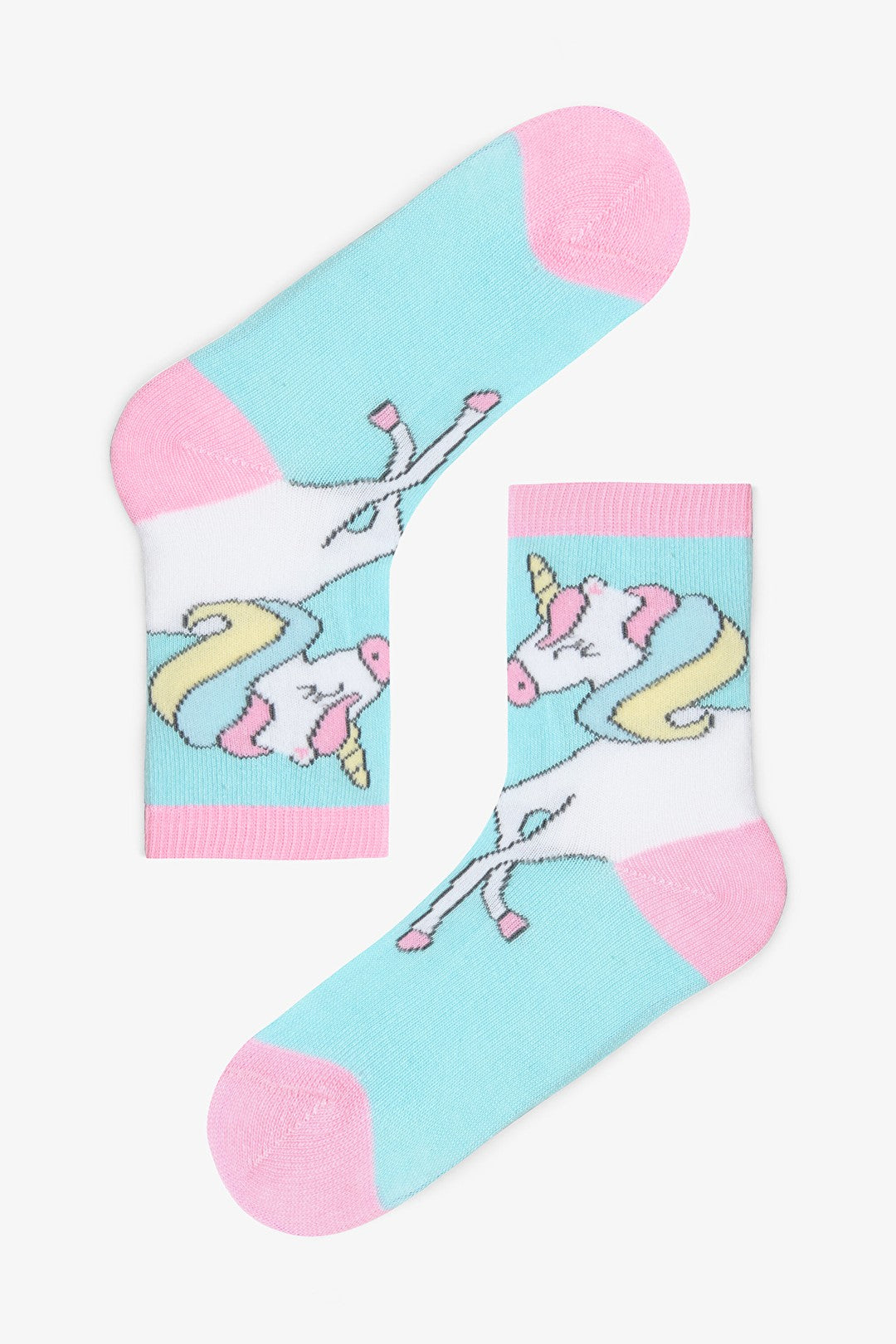 Girls Rainbow Unicorn Patterned 4-Pack Cotton Ankle Socks