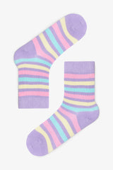 Girls Rainbow Unicorn Patterned 4-Pack Cotton Ankle Socks