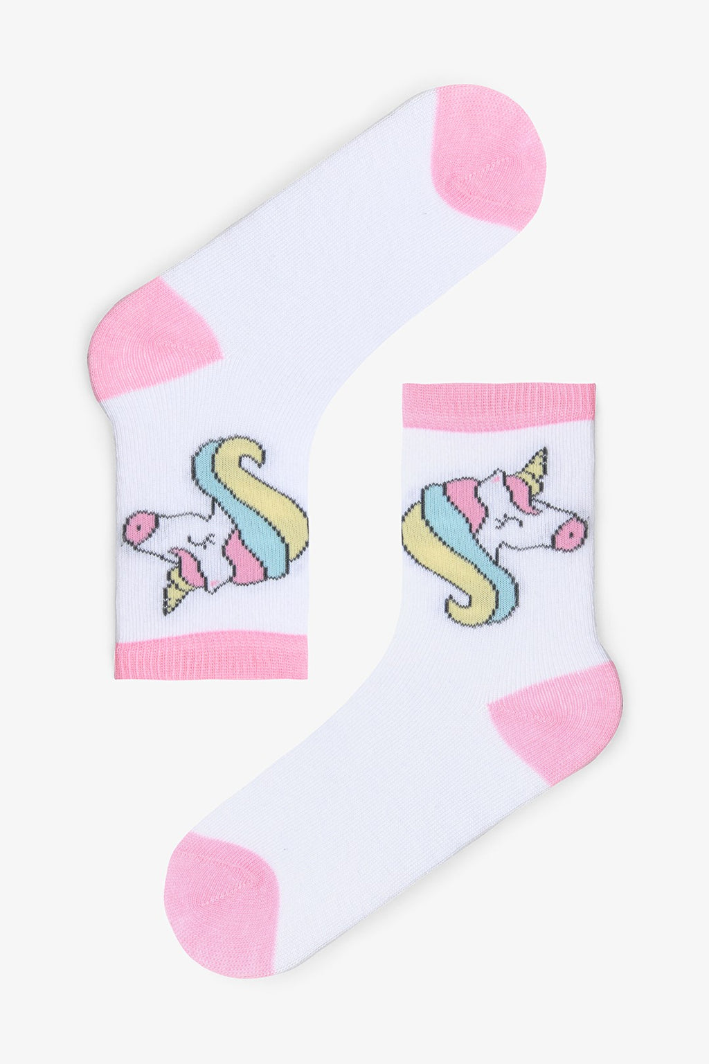 Girls Rainbow Unicorn Patterned 4-Pack Cotton Ankle Socks