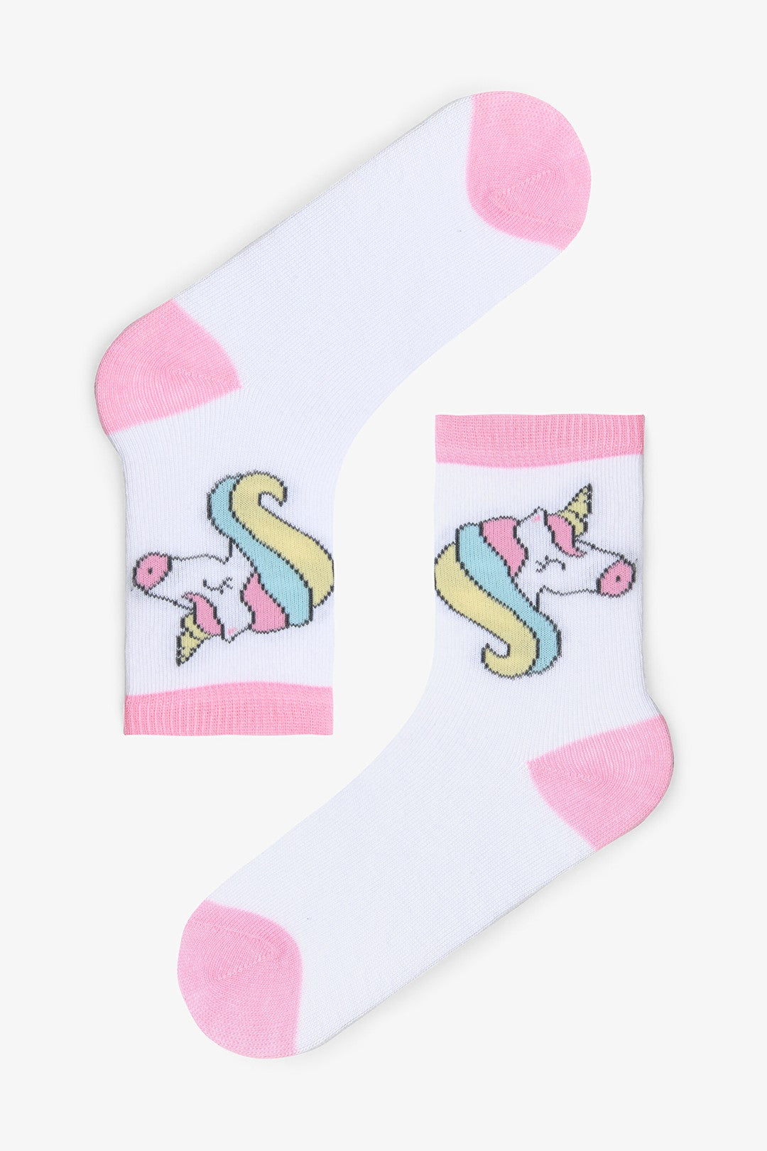 Girls Rainbow Unicorn Patterned 4-Pack Cotton Ankle Socks