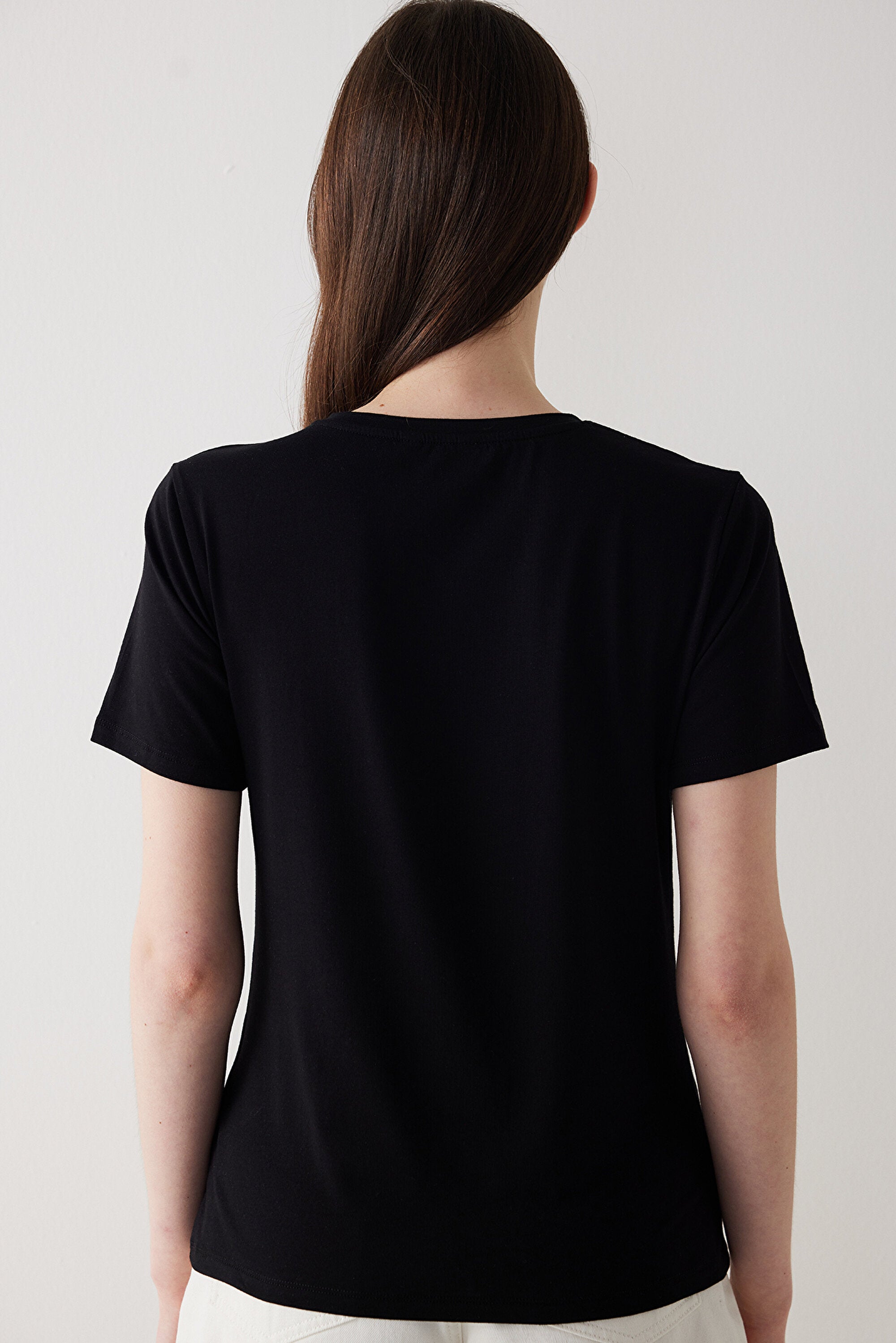 Cotton Black Short Sleeve Basic T-Shirt