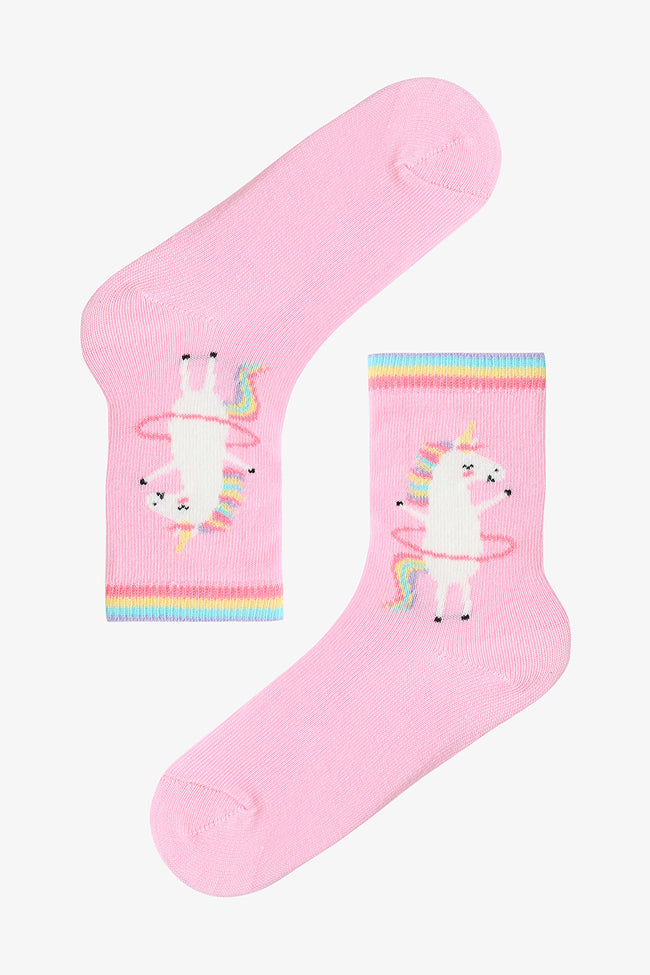 Colorful Girls Playful Unicorn 3-Pack Socks Main Image