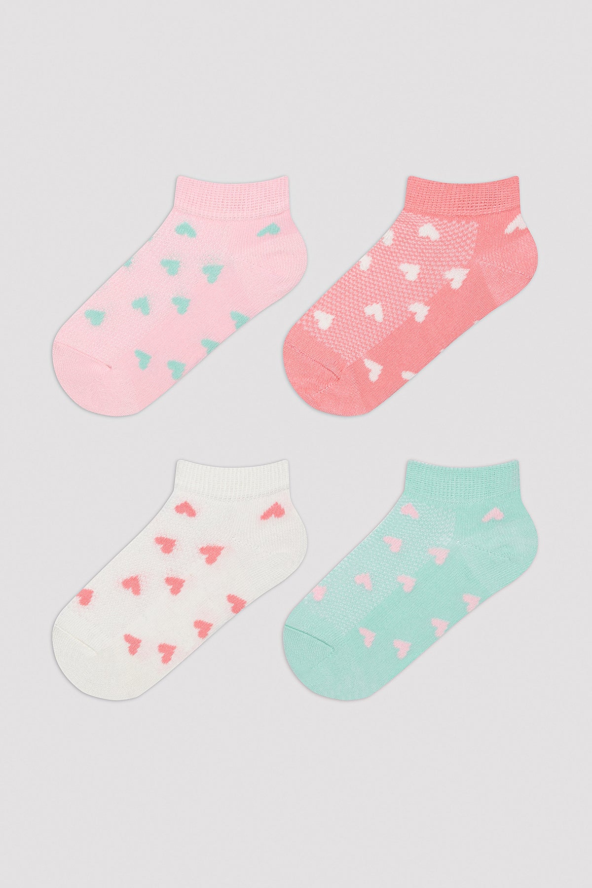 Girls Tiny Hearts 4in1 Liner Socks